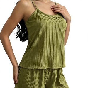 Women Jersey 2-Piece Lounge Set Sleeveless V-neck Cami Shorts Floral Pattern Summer Wear Breathable Cozy Elegant Luxury - Product Image 4