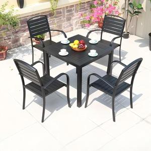 Outdoor Furniture Set French Coffee <b>Table</b> <b>Plastic</b> Wood Dining Set for Courtyard Villa Hotel & Park Use - Product Image 1