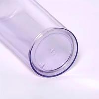 Nouvelle bouteille en plastique réutilisable personnalisée avec logo, 16 oz, double paroi, transparente, avec couvercle pré-percé, paille en PP, gobelet mince
