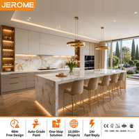 Ensembles complets de meubles de cuisine de style européen, design moderne et luxueux, blanc et or, armoires de cuisine modulaires personnalisées