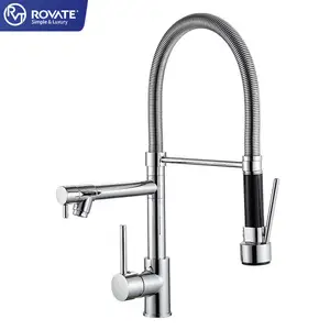 ROVATE Top Hot Sell Spring Kitchen Faucet Stainless Steel Sink Taps Pull Down Kitchen Faucets Single Handle Modern Design