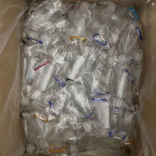 Clear bottle + clear flip cap + mix color clip, assembled