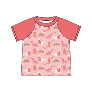 2024 küçük kız sevgililer günü rahat giyim tasarımlar bebek basit şık sevimli çocuklar raglan