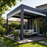 Pergola moderne d'extérieur en aluminium OEM, type gazebo à auvent, disponible en dimensions 3x3, 3x4, 4x4, 3x6, 4x6, 6x3, 6x4m, à vendre.