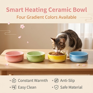Tazón de Cerámica con Temperatura Constante para Mascotas, Antideslizante, Anti-Acné, 13 cm, 4 Colores Degradados para Gatos y Perros Pequeños, OEM - Product Image 2