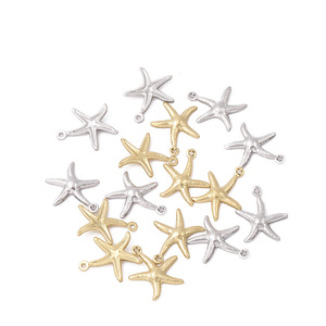 Pendentif Étoile de Mer en Acier Inoxydable Or Argent Creux Double Face Gaufré Composants de Bijoux DIY 20mm - Product Image 1