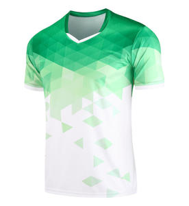 Camiseta Deportiva de Punto para Hombre, Cuello en V, Manga Corta, Secado Rápido, Diseño Geométrico Verde y Blanco, Corte Regular - Product Image 6