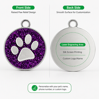 Pendentif personnalisé OEM ODM en polyester brillant avec empreinte de patte de chien, gravure laser du logo, pour identification d'animal de compagnie