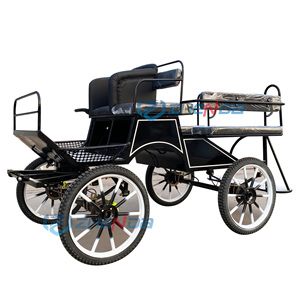 Carro de entrenamiento ecuestre negro para maratón turístico, con tracción de poni, en oferta. - Product Image 3