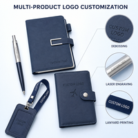 Kit de bienvenue personnalisé pour pilotes : Carnet A5, stylo métallique, porte-passeport, porte-badge, cordon tour de cou – Coffret cadeau pour personnel de bord et écoles de pilotes