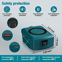 Pour la recharge sans fil au lithium compatible avec la recharge sans fil Makita, batterie au lithium 18V avec sortie USB TYPE-C