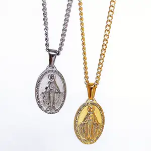 Религиозные украшения, ожерелье Богородицы гуадалупа, 20 мм, подвеска Богородицы, золотой медальон, ожерелье с цветком розы для женщин