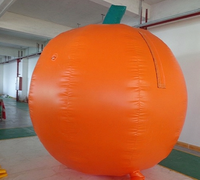 Ballon gonflable géant citrouille d'Halloween 3m orange et vert avec visage souriant, décoration extérieure pour jardin, fête et événement, ventilateur intégré
