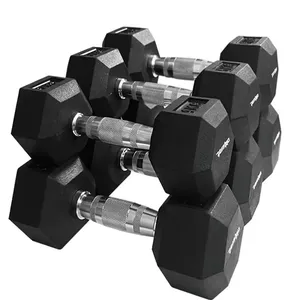 जिम में छाती की मांसपेशियों के व्यायाम के लिए डम्बल सेट की कीमत 12.5 किलो रबर कवर कास्ट आयरन हेक्सागोन नूरल डम्बल