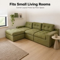 Housse amovible et lavable verte pour canapé 3 places, éponge haute densité, capitonnage en chenille, vente en gros OEM ODM