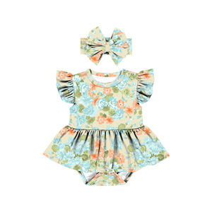 LT-469-YXW Combinaison d'été à volants pour bébé, motif floral, en soie de lait, fabrication en gros, fabriquée à Yiwu - Product Image 2