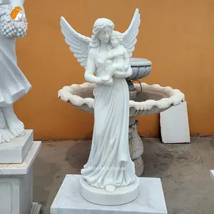 ديكور خارجي عالي الجودة مع تمثال رخامي مربع ملاك للأطفال