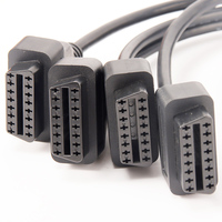 Coude universel en forme de L à angle droit 4 en 1 OBD II OBD2 16 broches mâle à 4 femelle Extension de répartiteur Y câble 5Way pour voitures