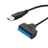 Câble d'alimentation USB-A mâle vers SATA 15 broches, adaptateur d'alimentation USB 5V vers SATA pour disque dur SATA 2,5 pouces et SSD