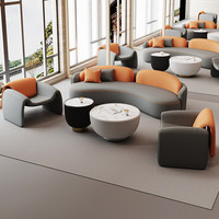 Ensemble de canapés créatifs en forme de S, canapé rembourré en cuir technologique avec fauteuils pour salon et salle d'attente commerciale