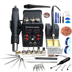 Double Digital Display Electric Soldering Iron with Hot Air Gun+ Better SMD Rework Station Upgrade to 8586