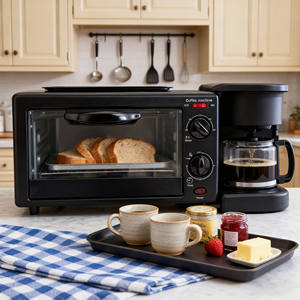 Бытовая машина для завтрака 3-в-1, электрическая антипригарная духовка и кофеварка со сковородой для жарки, функциональная микроволновая печь - Product Image 6