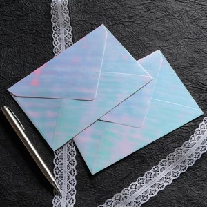 Enveloppes holographiques laser 110x165mm 120gsm, enveloppes de style occidental dégradé pour invitation de mariage et carte de vœux - Product Image 3