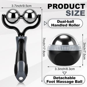Rodillo de Masaje y Ejercicio con Doble Bola de Acero Inoxidable y Goma para Pies, Post-Entrenamiento, Fitness, Uso Doméstico 2 en 1 - Product Image 4