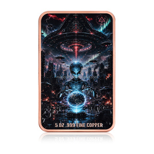 Batangan Tembaga 5oz Grosir 999 Alien UFO Sci-Fi Ingot Cetak Warna UV Suvenir Hadiah Tembaga Padat - Product Image 2