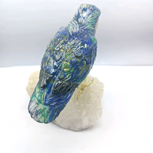 Arte Popular Tallado en Piedra: Pájaro de Aragonita/Fucsita Verde/Calcita Negra para Regalos Navideños BJ1120 - Product Image 5