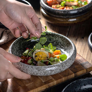 Bol à riz en céramique pour hôtel et restaurant Plat rond Assiette à dîner <span class=keywords><strong>Vaisselle</strong></span> Salade d'hirondelle Assiette alimentaire - Product Image 1