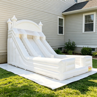 Nouvelle conception de toboggan gonflable commercial en PVC blanc pour l'extérieur, toboggan gonflable à double voie pour enfants et adultes