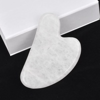 Mushang - Gua Sha personnalisé en jade blanc - Masseur facial et du cou - Outil de beauté pour le visage