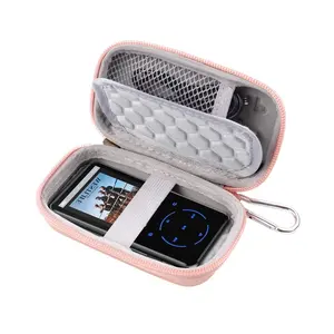 Hardshell su geçirmez deri kılıf MP3 MP4 tutucu kılıf Mini taşınabilir hoparlör çantası müzik çalar çantası MP3player MP4player pembe