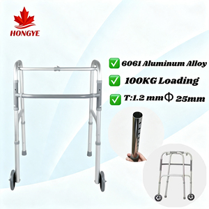 <span class=keywords><strong>Déambulateur</strong></span> pliable HONGYE XTL913L-5 en acier et alliage d'aluminium, hauteur réglable, frein à disque certifié CE, capacité de charge 100 kg - Product Image 1