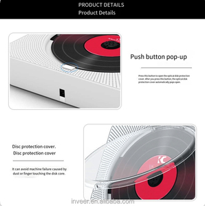 Lecteur CD mural Inveer M1CD avec haut-parleurs intégrés 2*5W, radio <span class=keywords><strong>FM</strong></span> BT, lecteur de musique audio domestique pour chambre à coucher, salon - Product Image 5