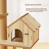 Arbre à chat moderne en bois, du sol au plafond, avec 3 poteaux à tension sans perçage, capsule spatiale, poste d'observation et plateau tournant en sisal, OEM, vente en gros, emballage en boîte