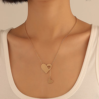 Bijoux tendance Go Party Collier à double cœur Colliers à pendentifs creux en forme de cœur Colliers en acier inoxydable pour femmes et filles