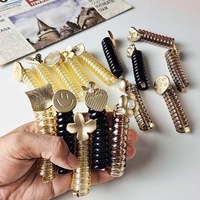 PDANY Bande haute élastique Les cheveux attachés ne blessent pas les cheveux Corde à queue de cheval Corde à cheveux simple Tempérament Cordon téléphonique Bandeau