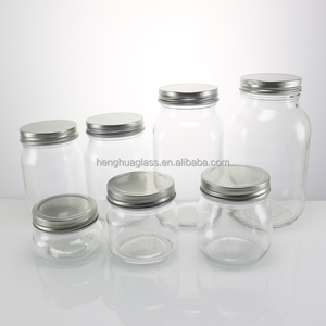 Nhà Sản Xuất 500Ml 16Oz Rõ Ràng Vòng Glass <span class=keywords><strong>Mason</strong></span> Jar Cho Mứt Mật Ong Dưa Thực Phẩm Lưu Trữ Container Với Nhôm Vít Cap Trong Kho - Product Image 1