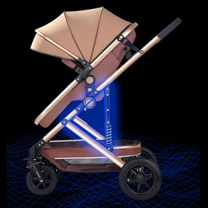 Passeggino di Lusso Pieghevole Portatile, Carrozzina da Viaggio Reversibile Bidirezionale, Passeggino per Bambini Quattro Stagioni con Seduta Alta - Product Image 2