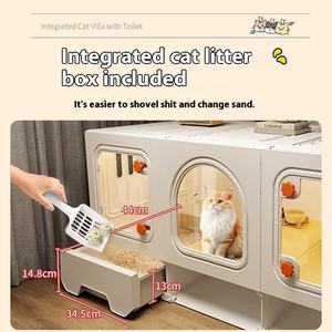 Küçük daire ev kedi Villa kafes bir oda bir salon bir banyo yuva tuvalet düğmesi plastik yerden tasarruf kapalı kedi - Product Image 3