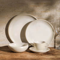 Offre Spéciale à glaçure mouchetée ensemble d'assiettes en céramique de table modernes et élégantes blanches ensemble de vaisselle vintage pour restaurant