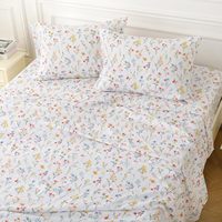 Parure de draps Viviland Vintage Floral 4 pièces en microfibre, douce, respirante, résistante aux taches et aux plis, avec taies d'oreiller profondes