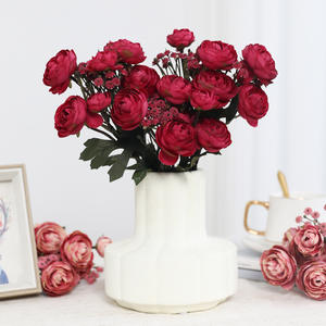 Fiori Artificiali <span class=keywords><strong>Serie</strong></span> Colori Autunnali, 3 Rami di Crisantemo a Sfera Piccola, Decorazione per Soggiorno e Matrimoni - Product Image 5