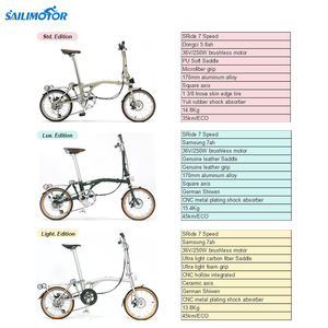 Sailimotor 16 pulgadas 250W Hub Motor <span class=keywords><strong>Brompton</strong></span> estilo plegable E-Bike 20 pulgadas 36V 350W <span class=keywords><strong>bicicleta</strong></span> eléctrica de ciudad para montar - Product Image 2