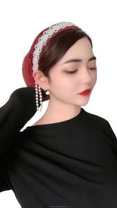 Women's Arabic Muslim Sequin Fabric Knit Hat - Breathable and Eco-friendly, Suitable for All Seasons - Product Image 5