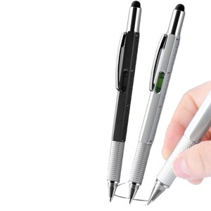 Stylo multifonction 6 en 1, stylo à bille en métal avec niveau, règle et pointe tactile pour usage général - Product Image 1