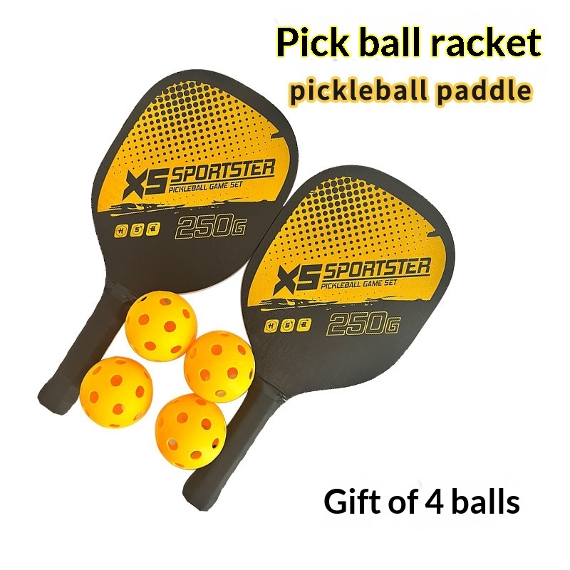 High-quality Poplar Wood Portable 16mm 40-Hole Pickleball Racket Set with Beach Ball Outdoor Sports Fitness Equipment