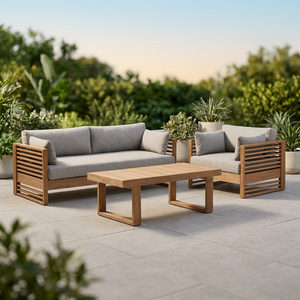 Ensemble de salon de jardin en teck massif avec table basse rectangulaire - Product Image 2